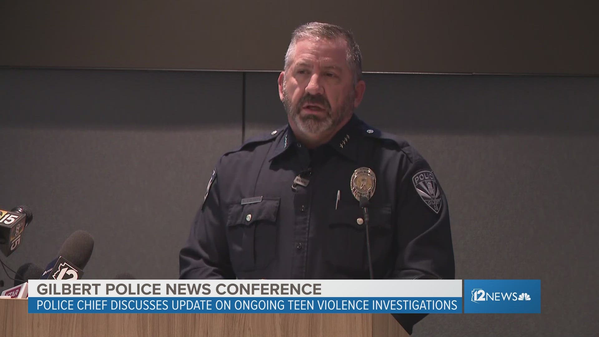 Gilbert Police Chief Michael Soelberg speaks with the media on Jan. 25 to give an update on the ongoing teen violence investigations in the East Valley.