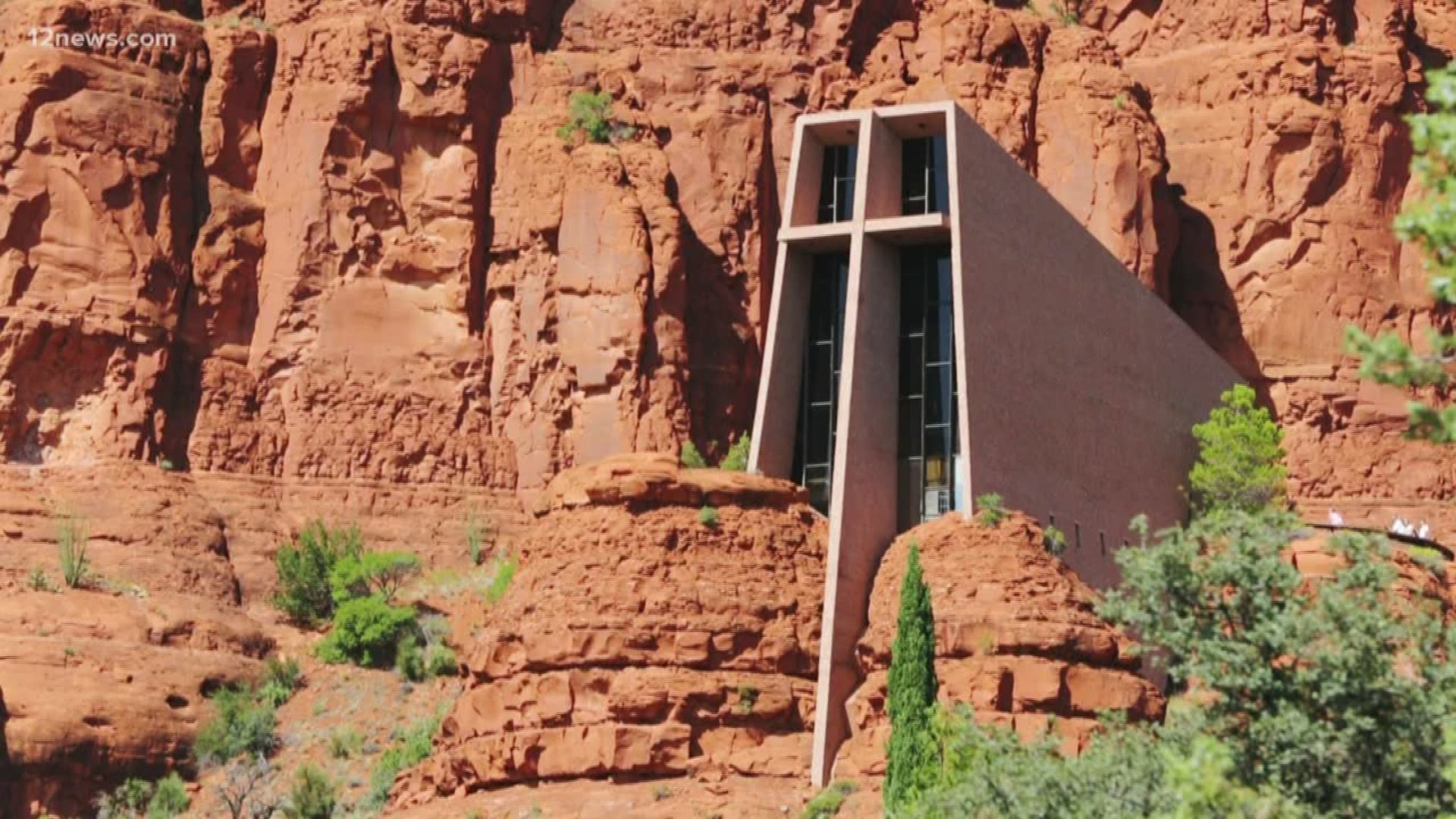 The Chapel of the Holy Cross in Sedona was attacked by Timothy Larson Wednesday. Police say he used a crowbar to attack the tabernacle.