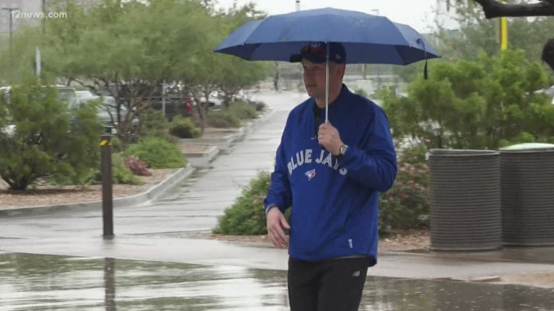 Rain in the Valley is usually a good thing, but not when you're trying to enjoy a spring training game. Despite the wet weather baseball fans tried to push through.