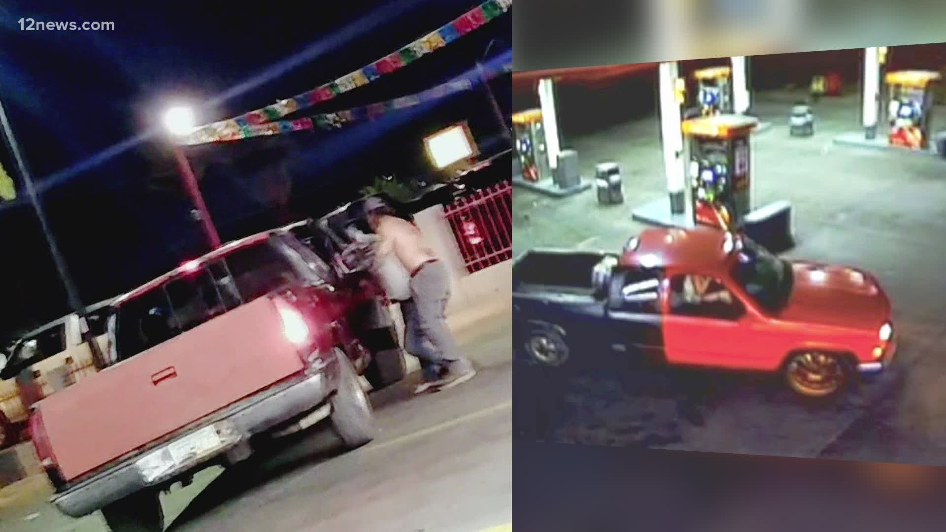 Police are asking for tips after a video of a woman possibly being kidnapped in Phoenix was reported. Video shows a shirtless man forcing a woman into a red truck.
