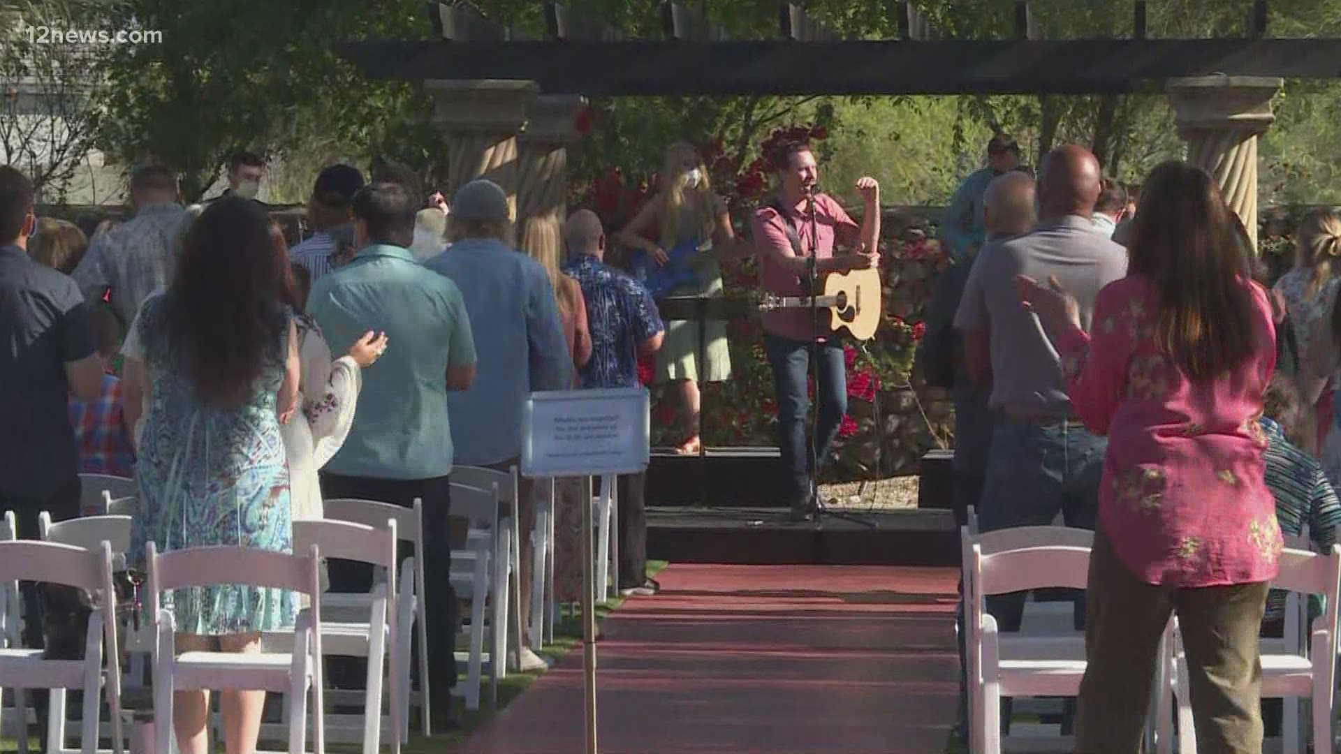 Many Valley Christian churches are holding outdoor services with safety protocols, like mandatory mask-wearing, in order to celebrate the Spring holiday.