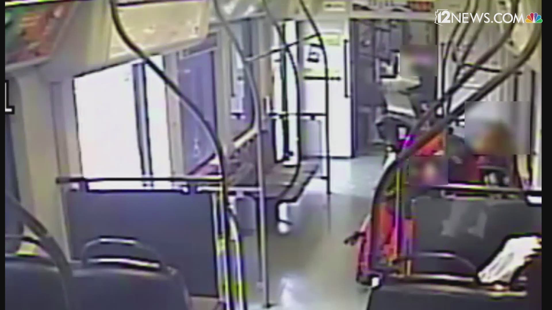 Police say a bystander stopped a man from getting away with a woman's wheelchair after he pushed her out of it on a Phoenix light rail car.