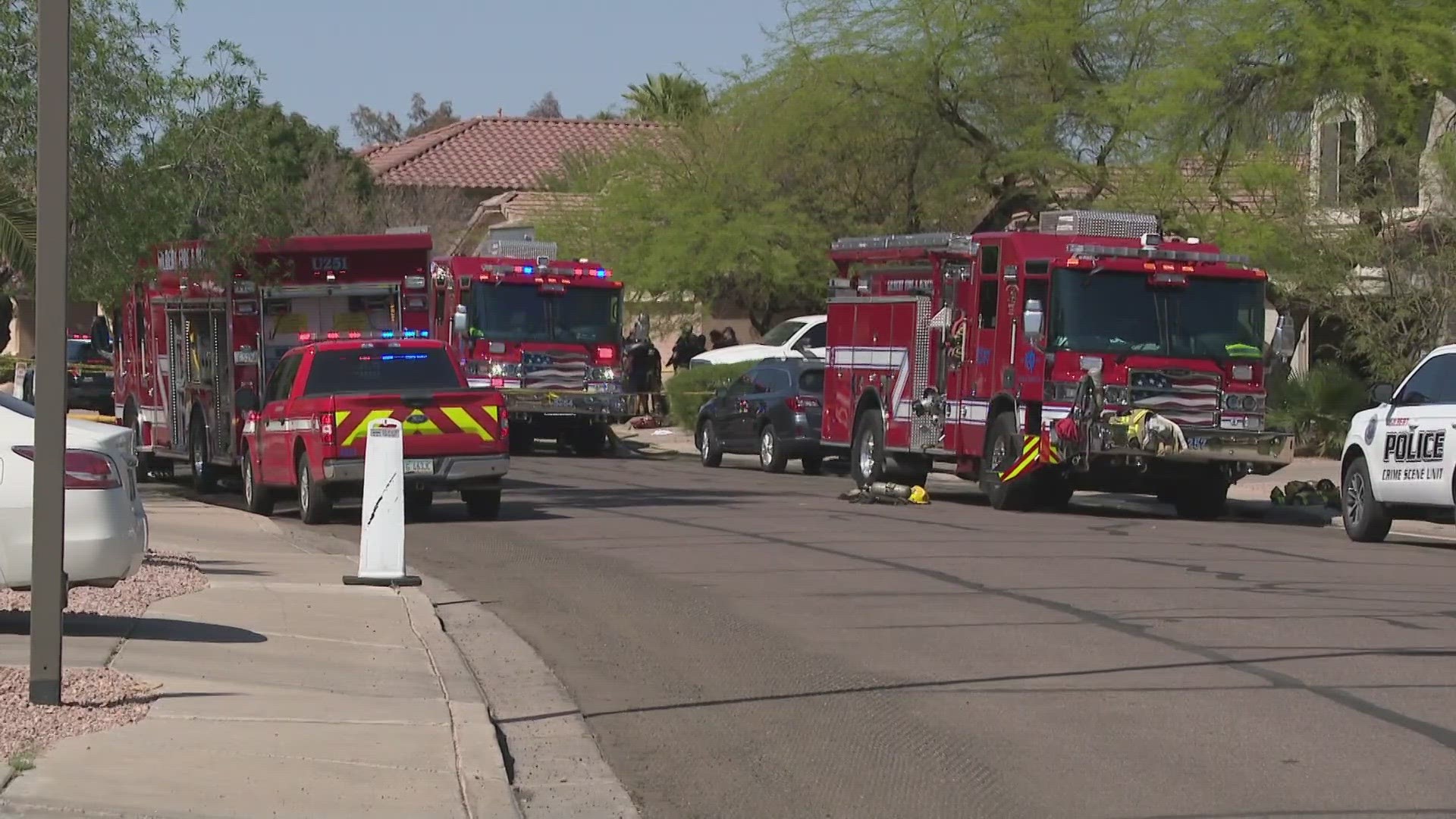 According to authorities, the fire happened near Val Vista Drive and Ray Road