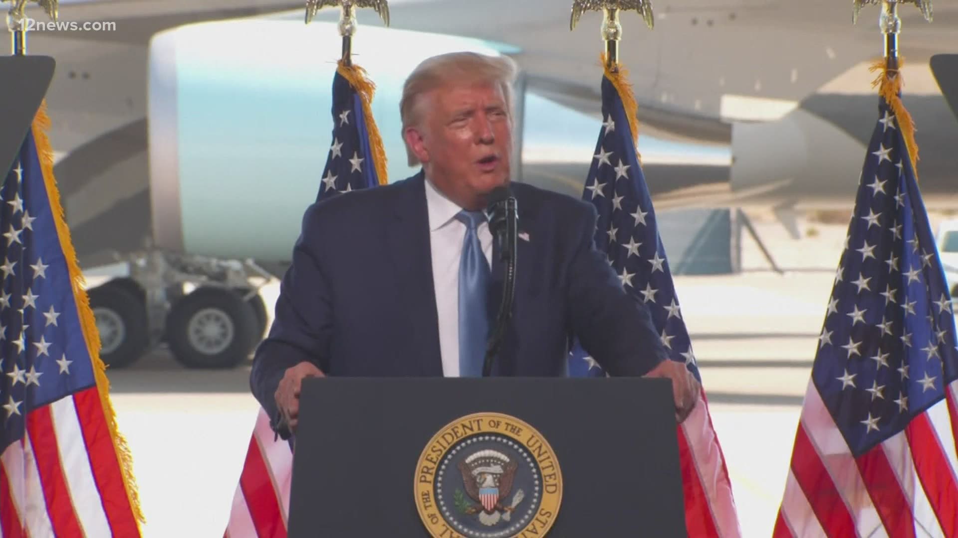 The president focused his speech in Yuma on immigration and border security, as well as continued attacks against Democratic rival Joe Biden.
