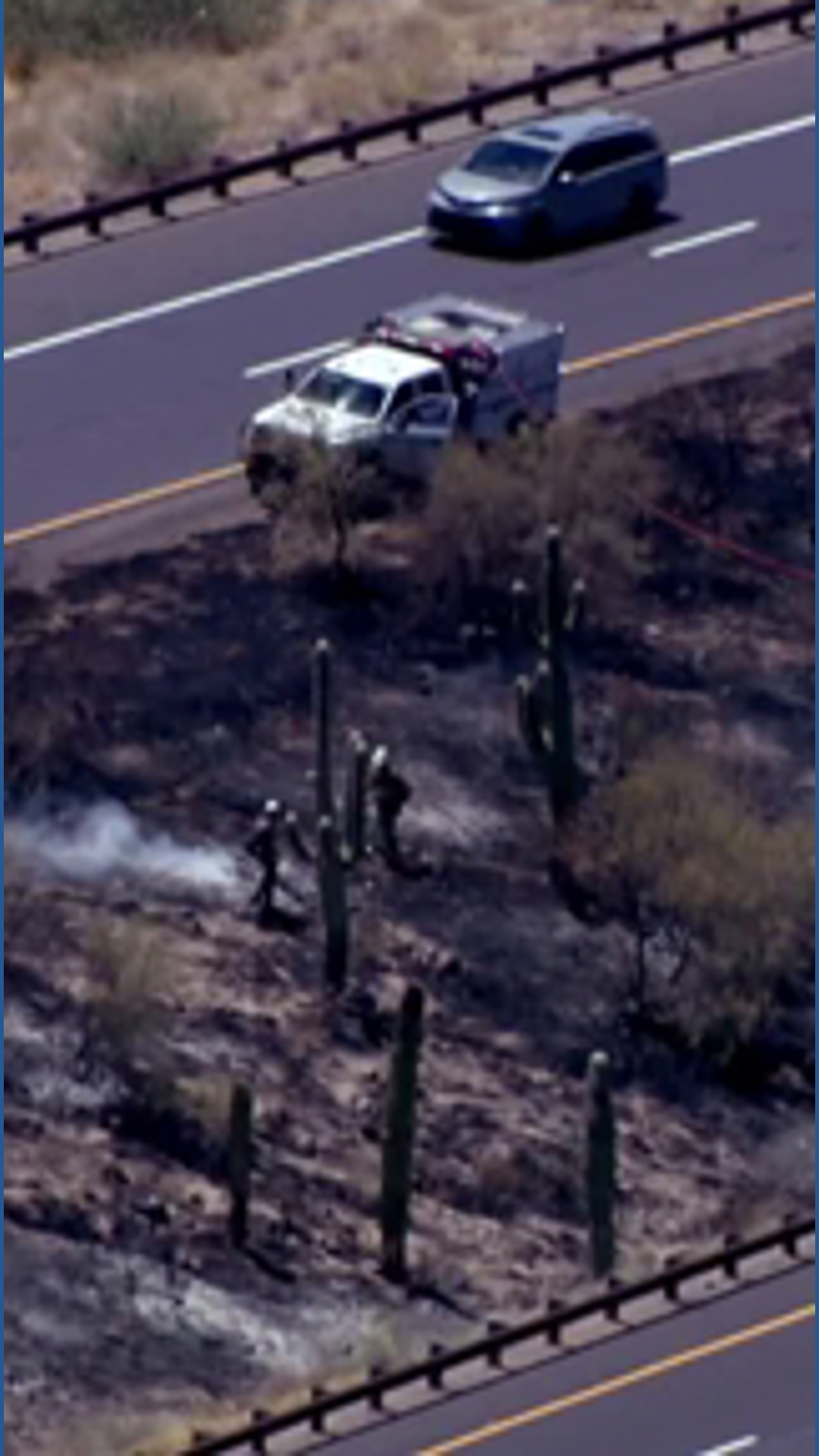 Brush fire burning along northbound State Route 87 north of