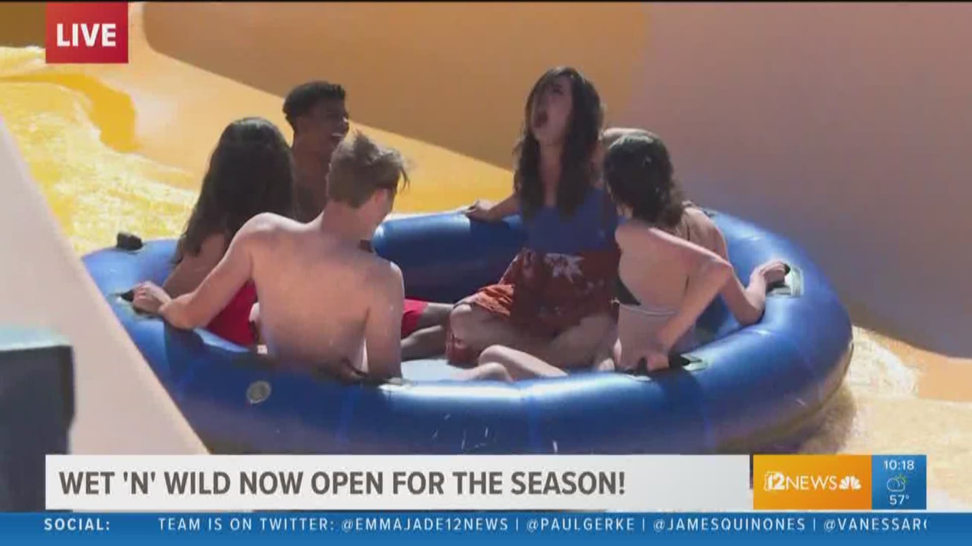 Monica Garcia is going down the slide because the viewers voted for her to do it.