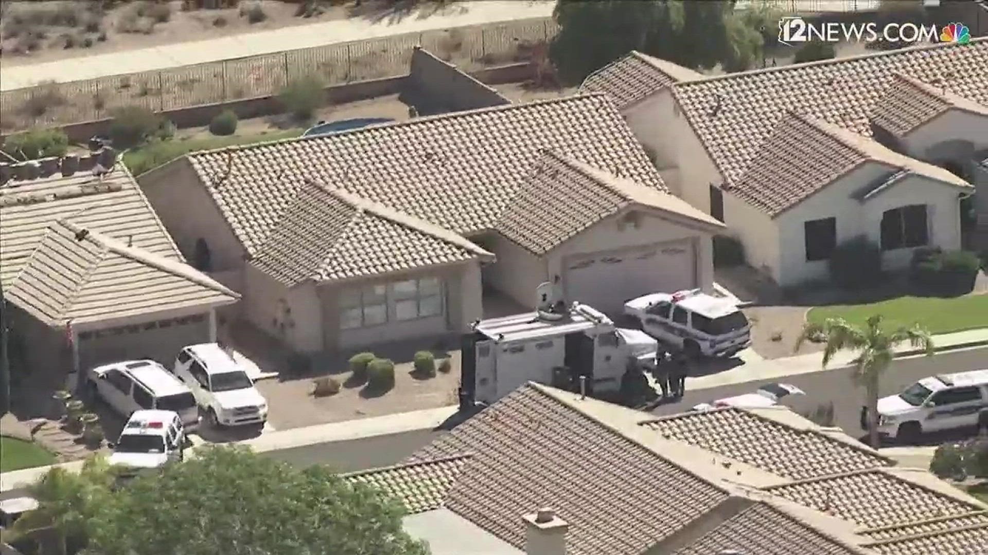 A barricade ended Monday morning when police arrested a person in a north Phoenix home. This is raw video from Sky 12.