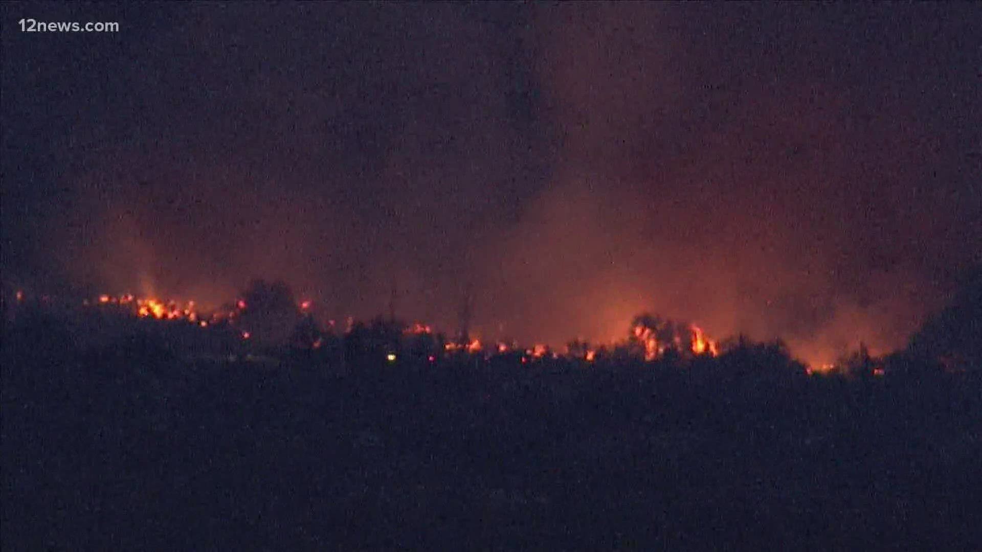 The Arizona Department of Forestry and Fire Management says the fire is burning on the southeast side of the park, about three-and-half miles west of Waddell.