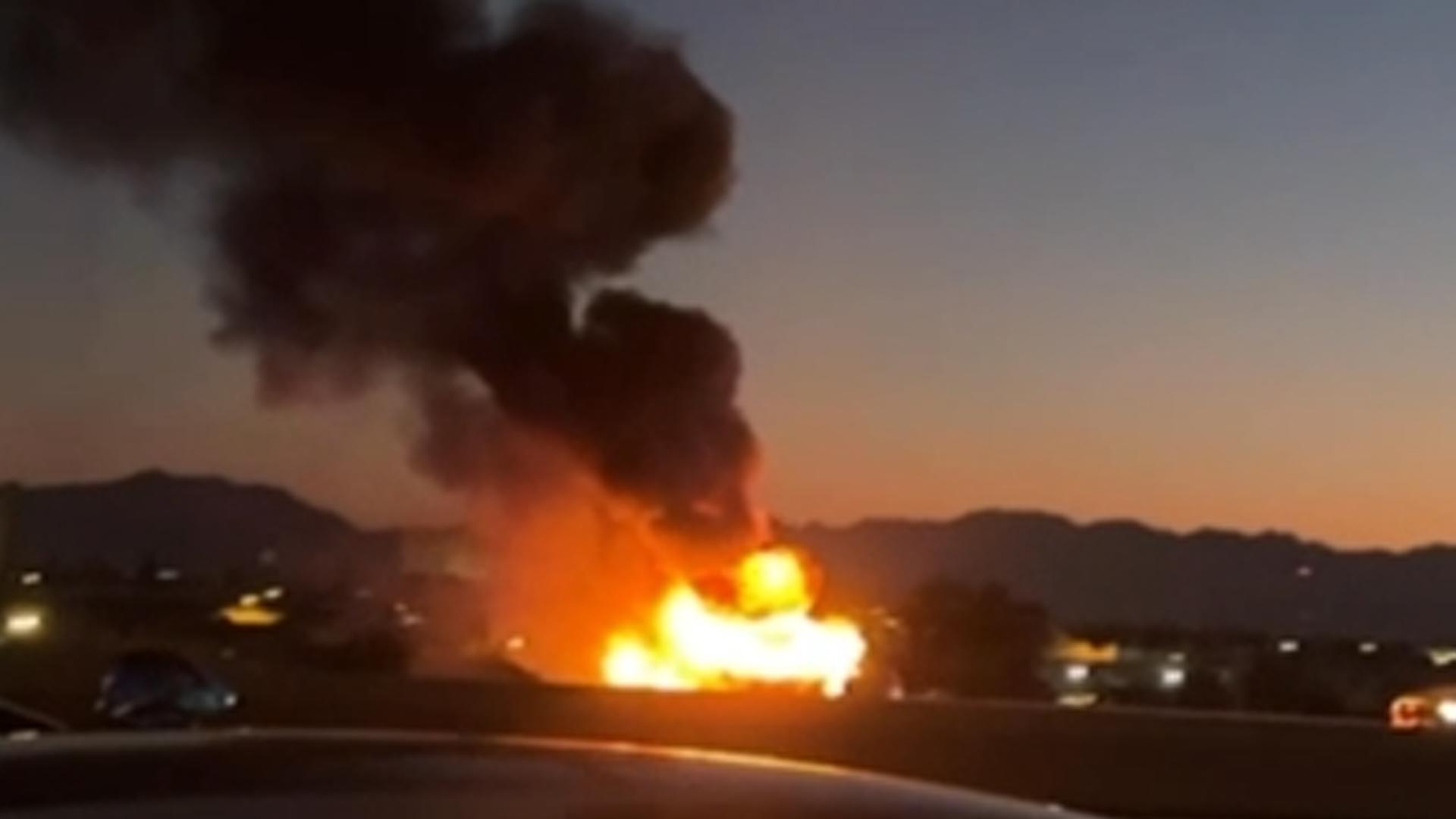 Crash, car fire halted traffic on I-10 Saturday | 12news.com