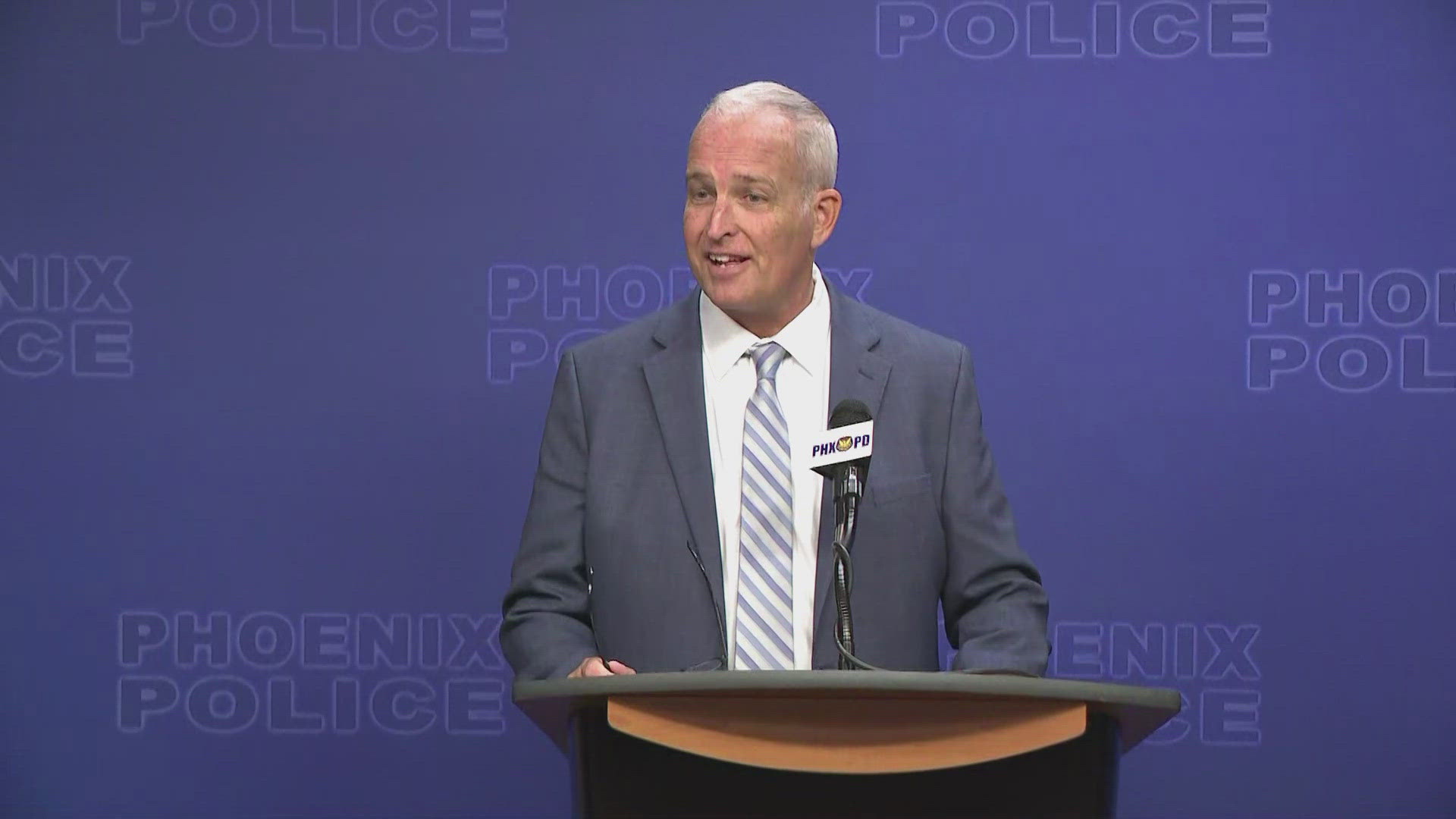 Phoenix Police Chief Matt Giordano held his first official press conference since assuming leadership of the police department.
