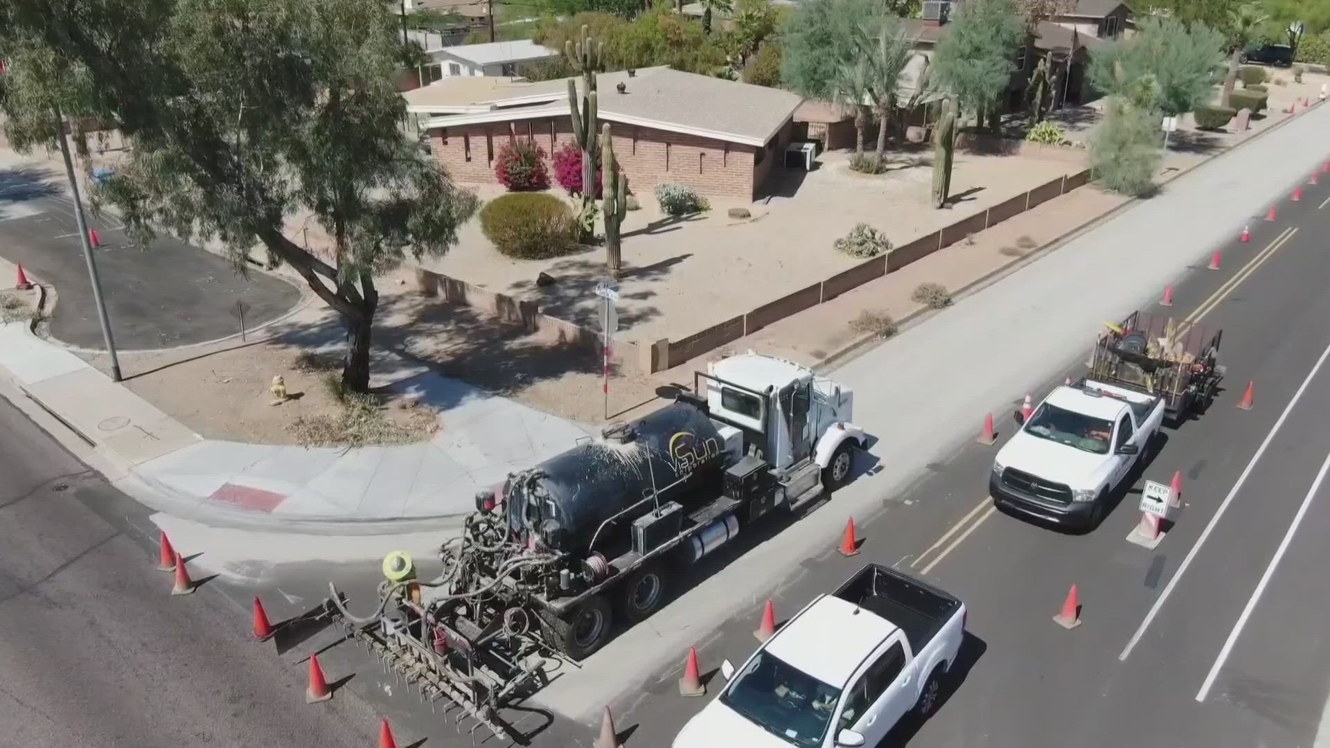 A new "Cool pavement" project is designed to help keep the road temperatures down in some Phoenix neighborhoods. Stella Sun has the details.
