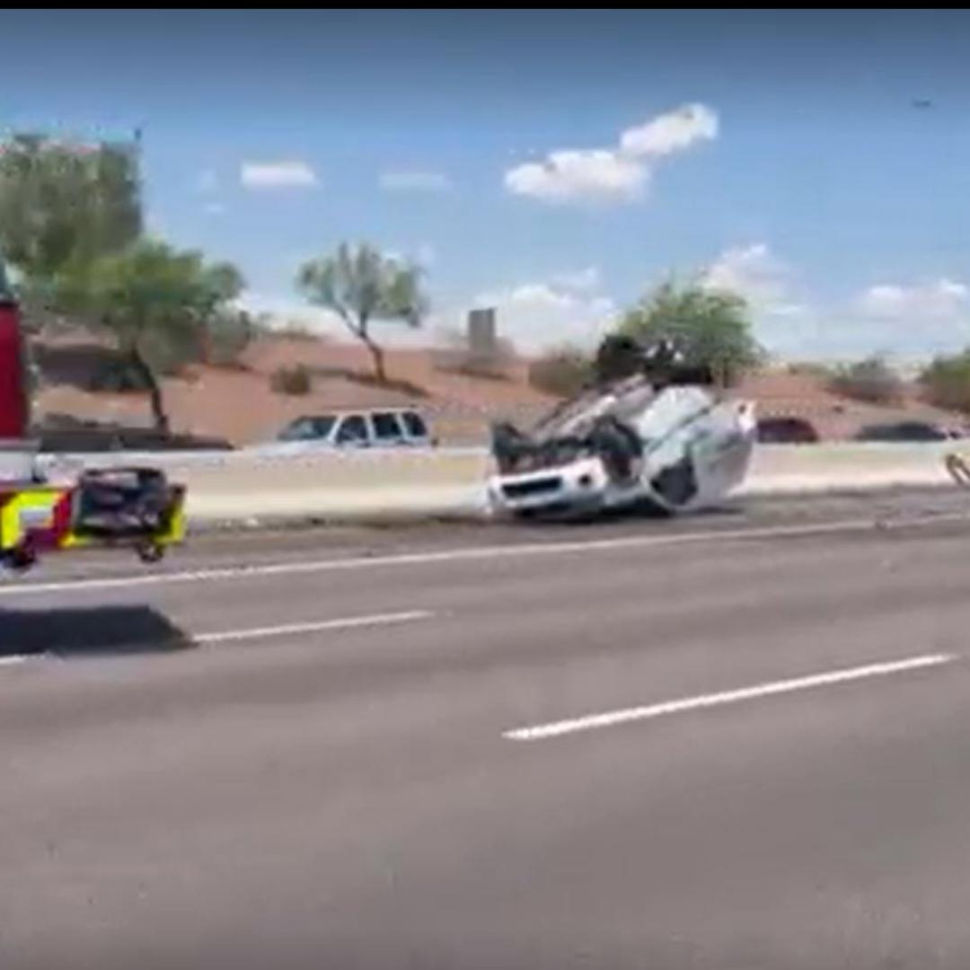 Car flips over after crash on Loop 202 near Tempe | 12news.com