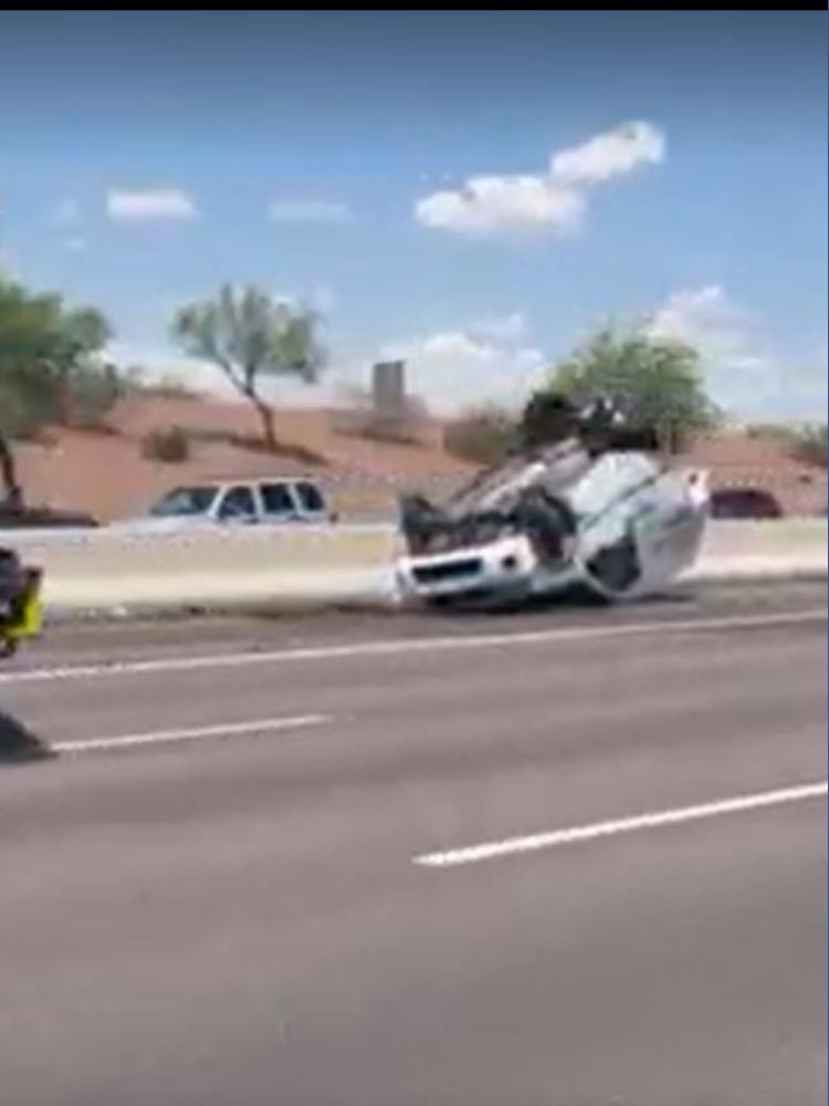 Car flips over after crash on Loop 202 near Tempe | 12news.com