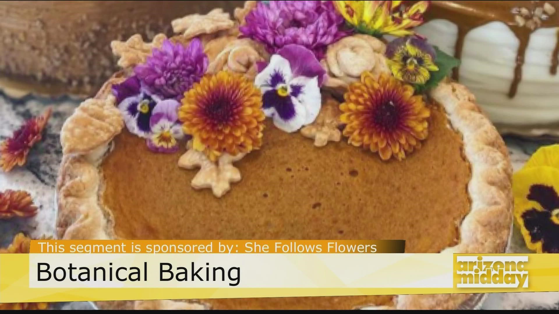 Kristi Belk, a flower influencer and enthusiast, shares how edible flowers can turn your pie in a Thanksgiving table centerpiece.
