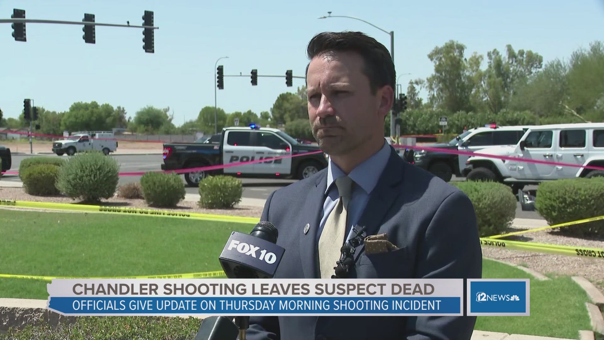 Chandler police give an update on a shooting involving officers that left a suspect dead this morning near Pecos and McQueen roads. 