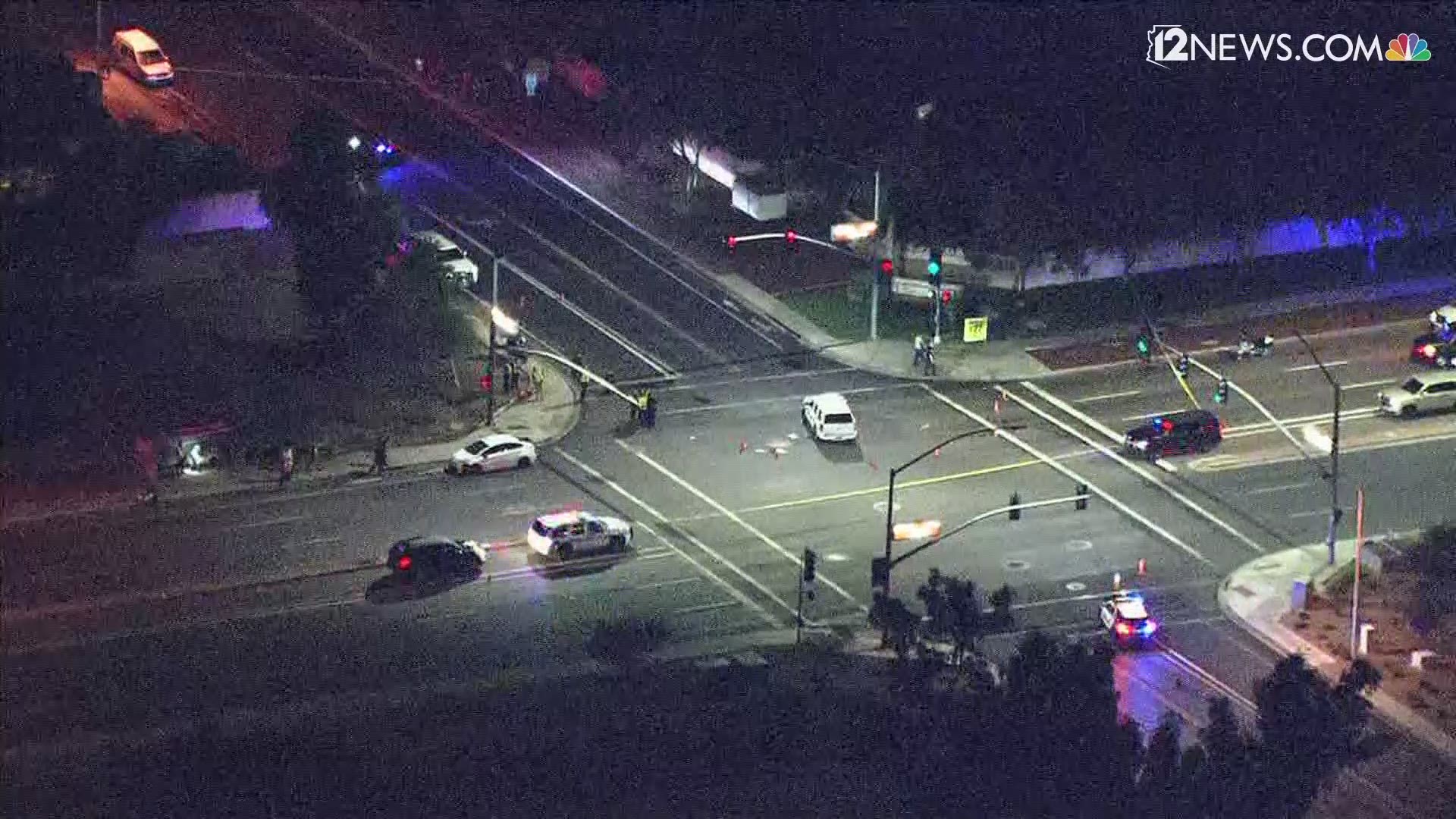 A pedestrian was struck while walking across the intersection at Arrowhead. The pedestrian was transported to the hospital and later pronounced dead. The intersection is closed while officers investigate.