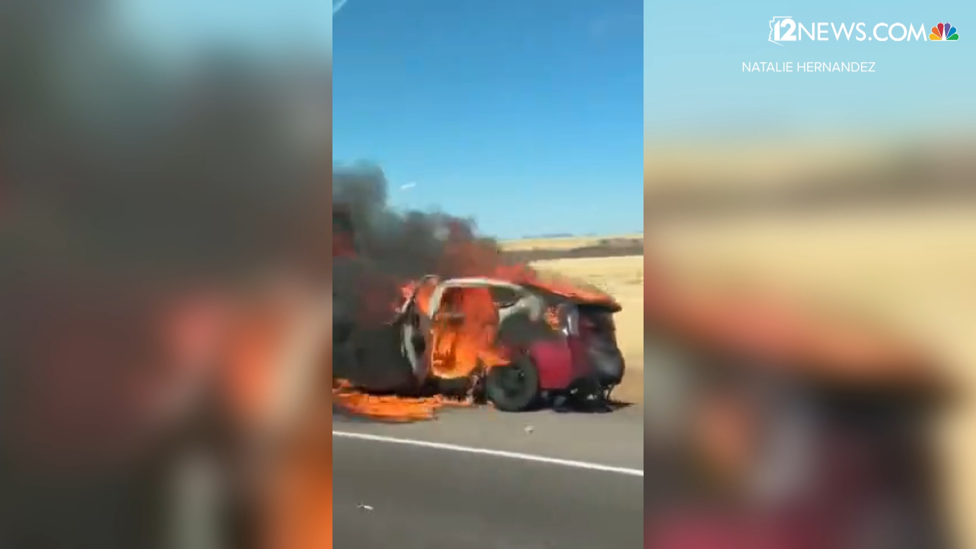 12News viewer Natalie Hernandez sent in this video of a car on fire near Sunset Point in Arizona on July 6. That fire sparked a brush fire.