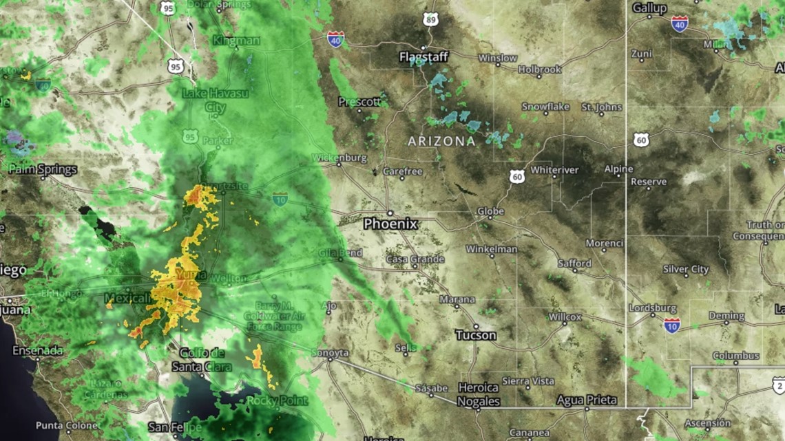 Rainfall in Arizona expected to continue on Monday