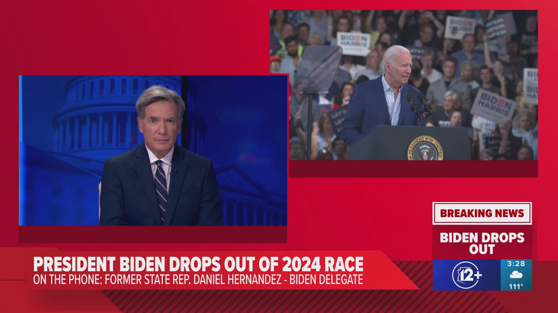 Former State Representative Daniel Hernandez speaks to 12News Political Insider Brahm Rsnik following Biden's announcement to not run for reelection.