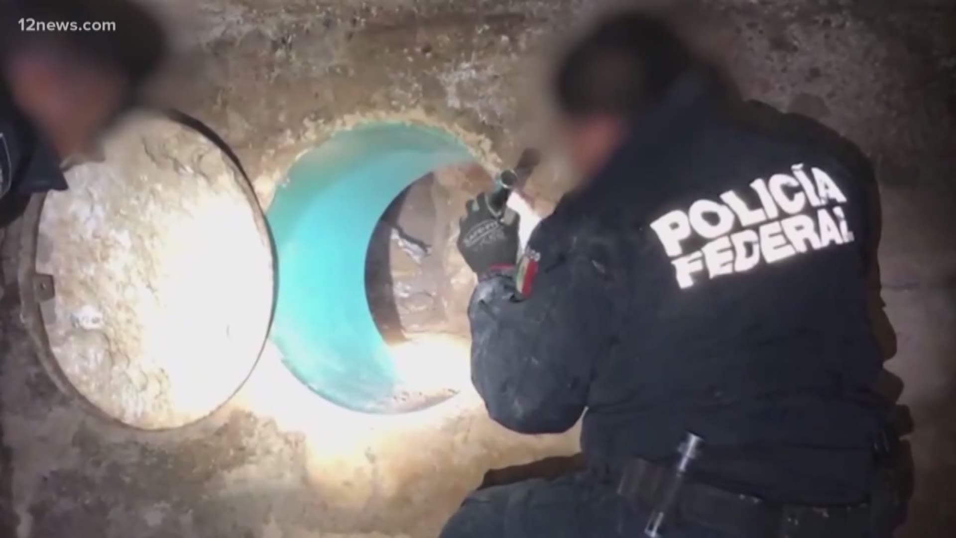 According to the video, Mexican authorities believe the tunnel was being used to smuggle drugs and people across the border in Nogales, Sonora.