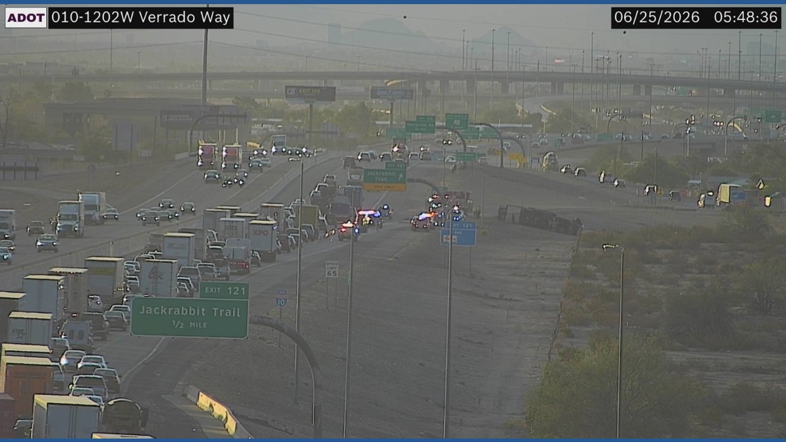 Phoenix driver killed in dump truck rollover crash along eastbound I-10 ...