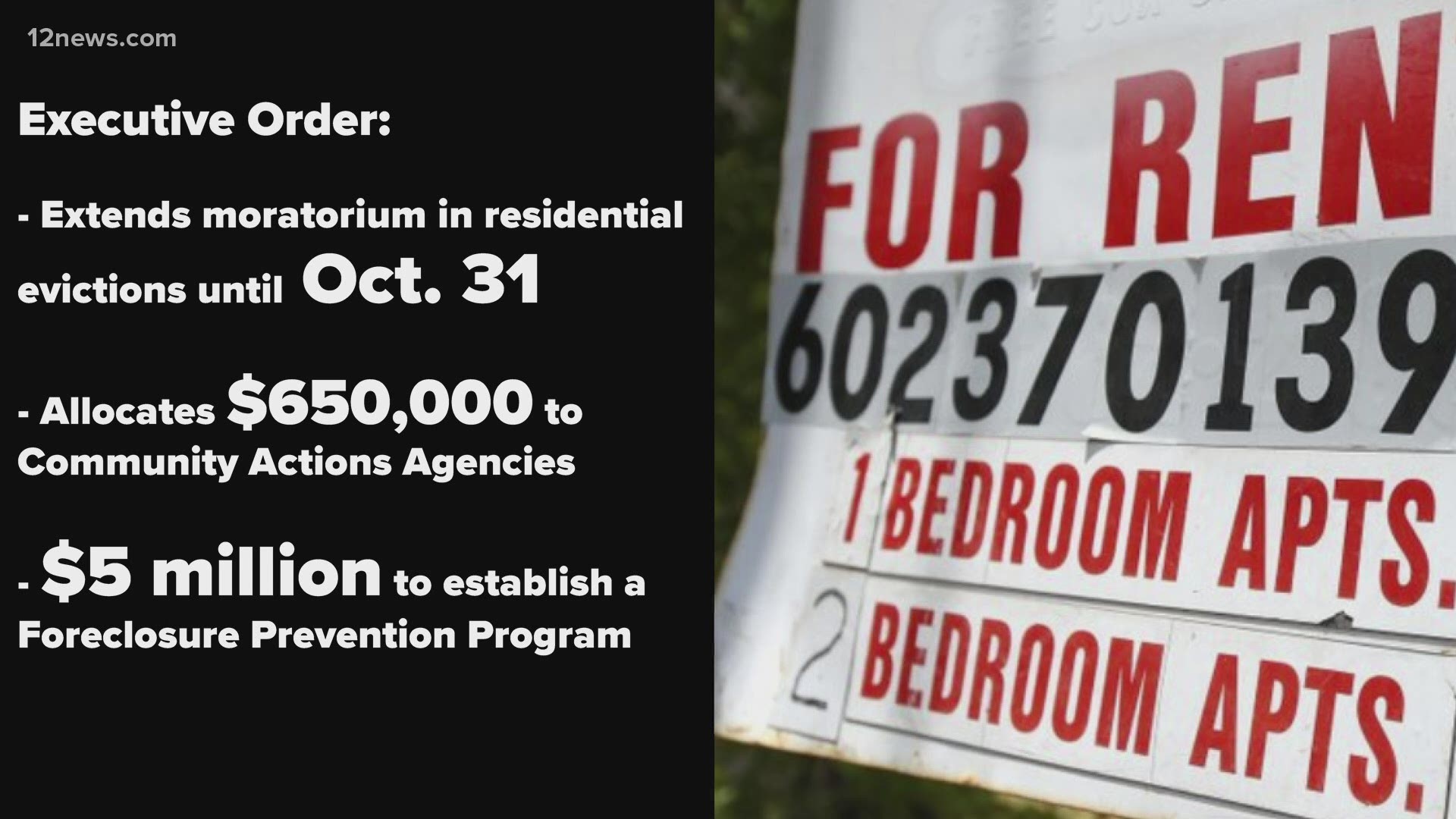 The hold on evictions has been extending through the end of October along with proving $650,000 for staffing and rental assistance programs for families in need.