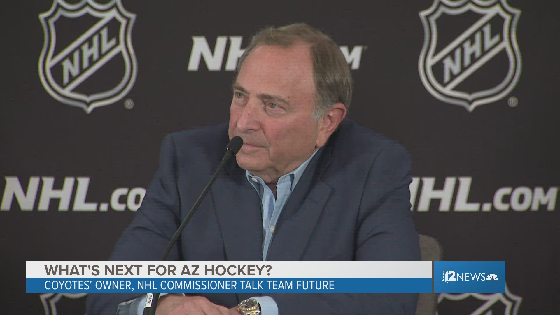 Arizona Coyotes owner Alex Meruelo and NHL Commissioner Gary Bettman discuss the next steps for hockey in Arizona after the team's departure.