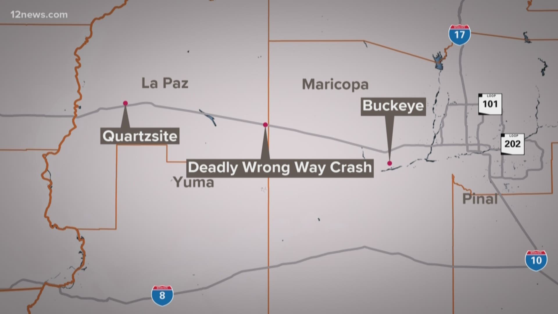 DPS and La Paz County Sheriff's Department responded to the report and said a Nissan pickup collided head-on with a Ford 15-passenger van in the westbound lane of I-10near milepost 67.8.