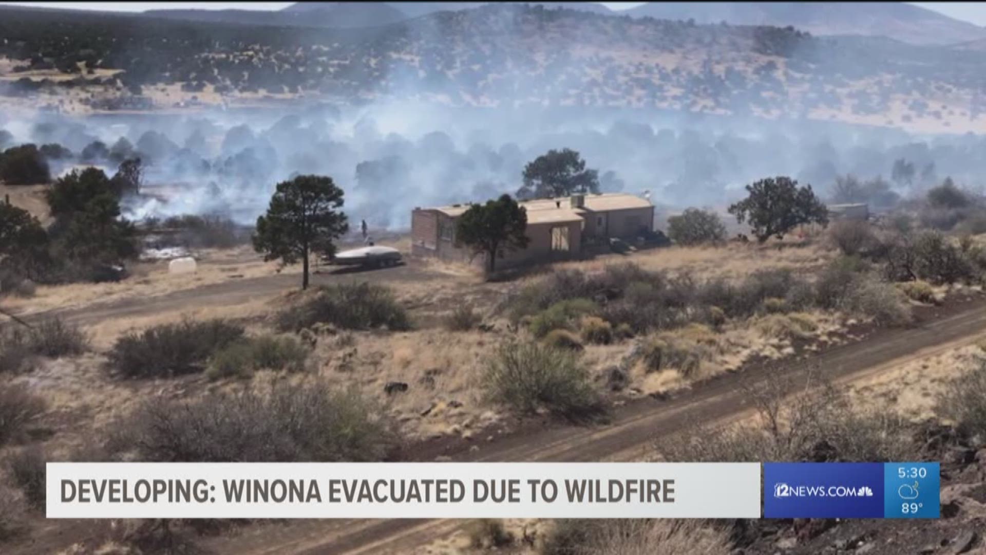 Coconino County officials say crews had pushed the growing blaze back against the cinder hills in the area by 2:30 p.m. Sunday. The Arizona State Forestry Department says the fire has grown over 50 acres.