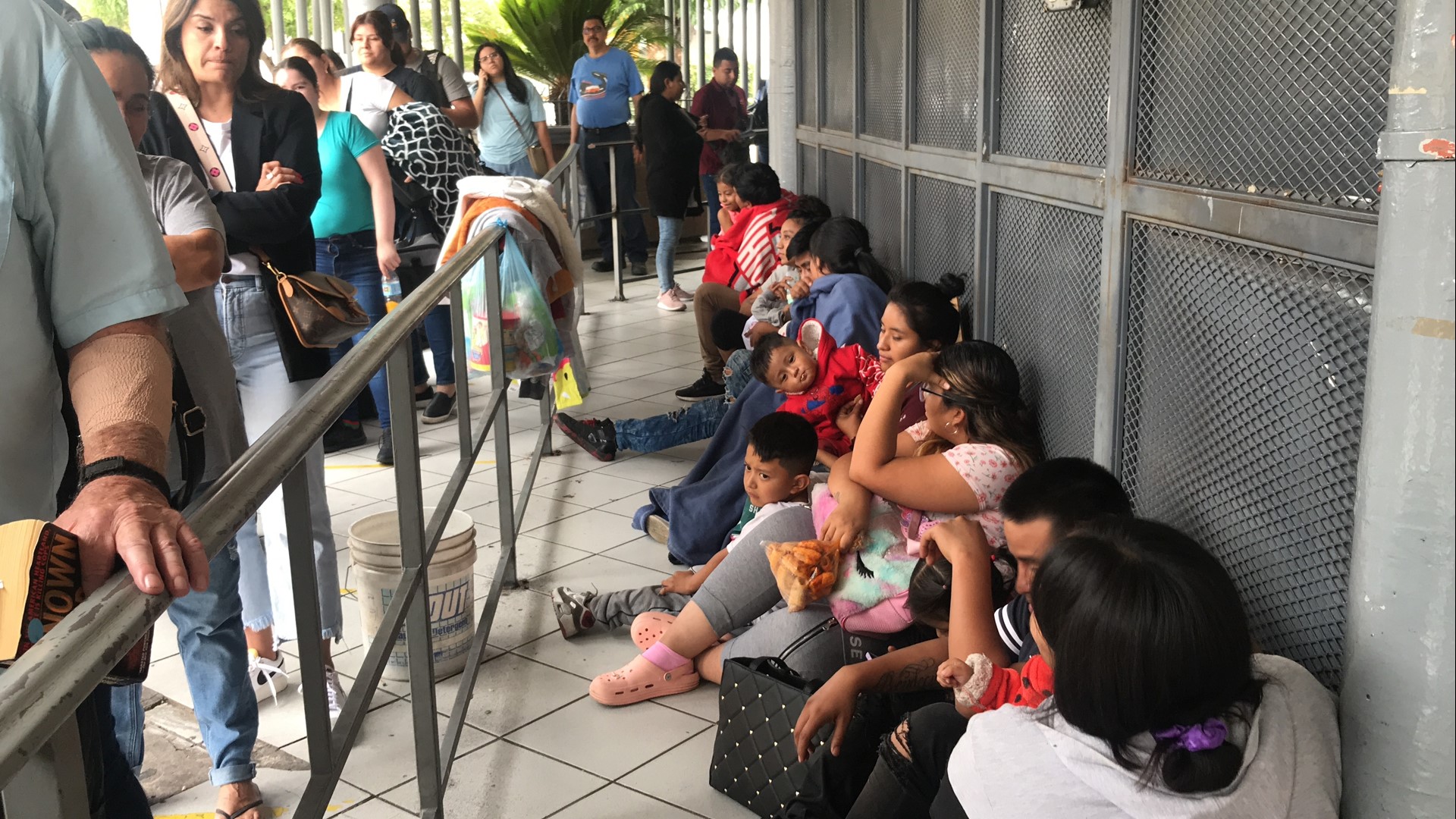 Migrants line up at a Nogales Port of Entry asking for asylum without appointments.