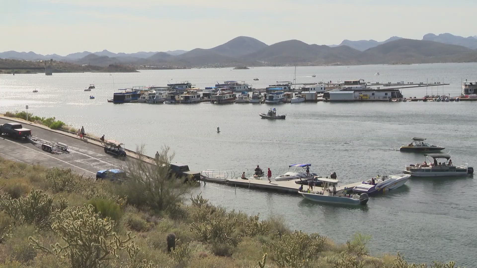 A man went missing after diving in Lake Pleasant to retrieve a hat that fell into the water. Watch the video above for the latest details.