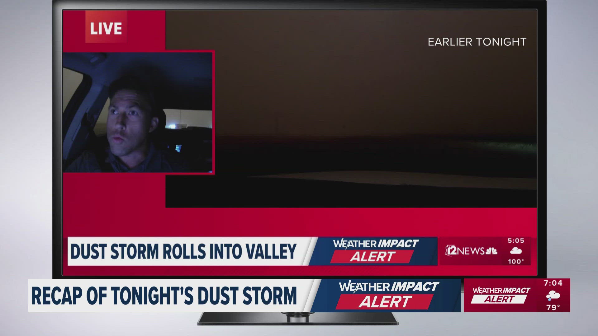 The sky quickly turned dark as our journalists were driving during Monday night's dust storm.