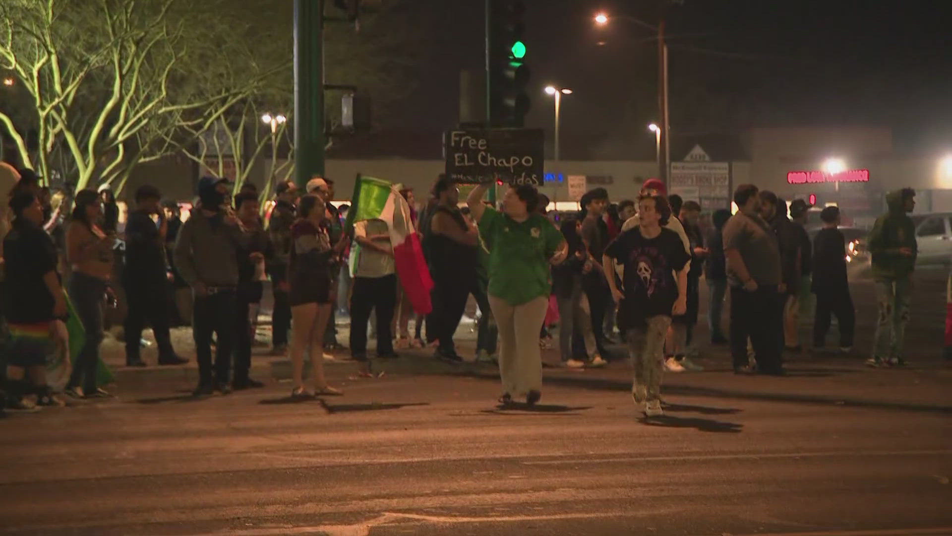 The protest is at 43rd Avenue and McDowell Road. 