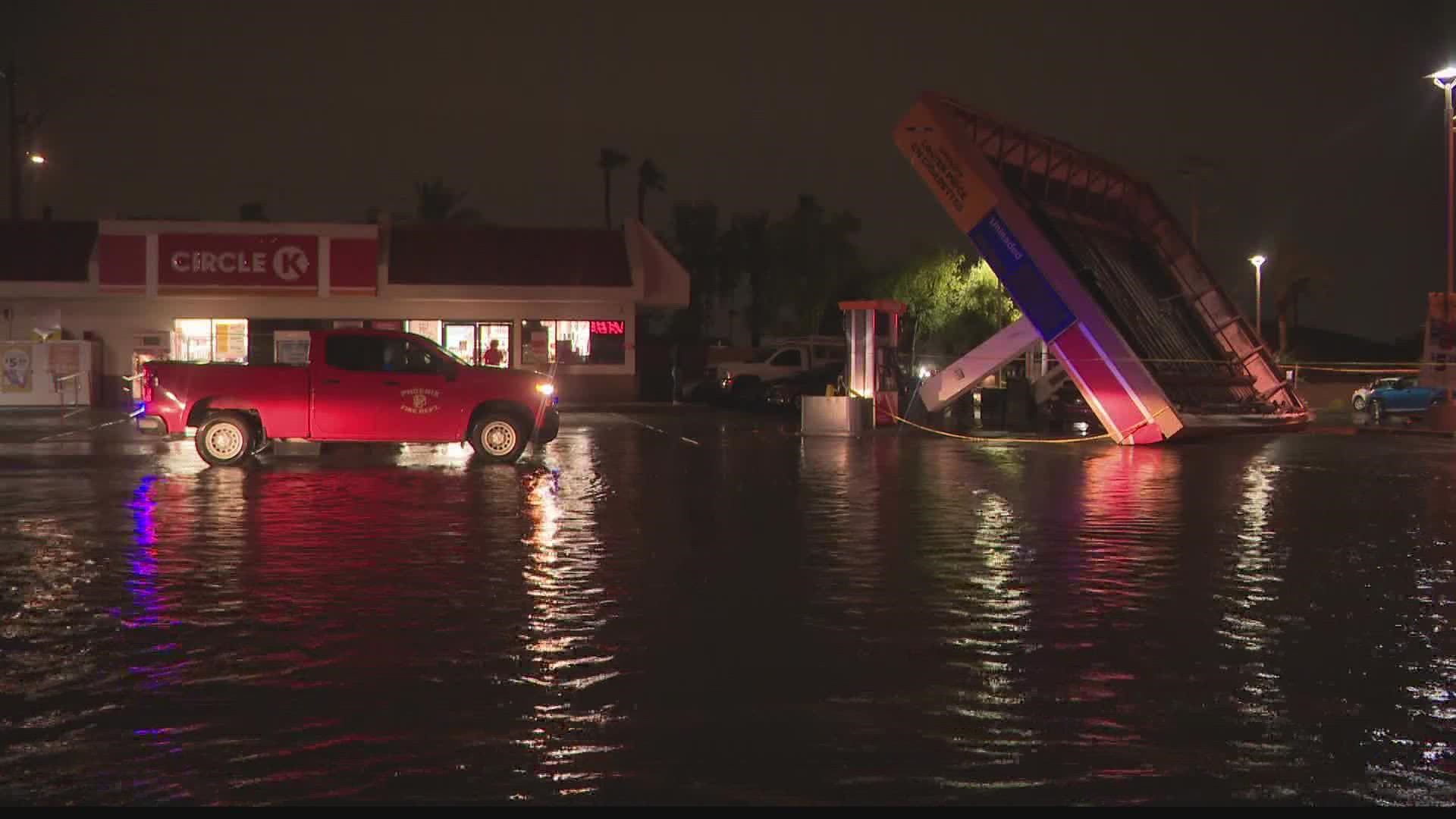 We spoke with Austin Brown who recounted the moment a Circle K awning collapsed onto his car with him inside.