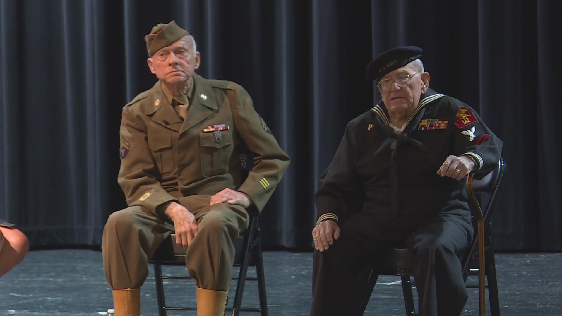 Two World War II veterans captivated students with first-hand stories of the second Great War Friday morning.