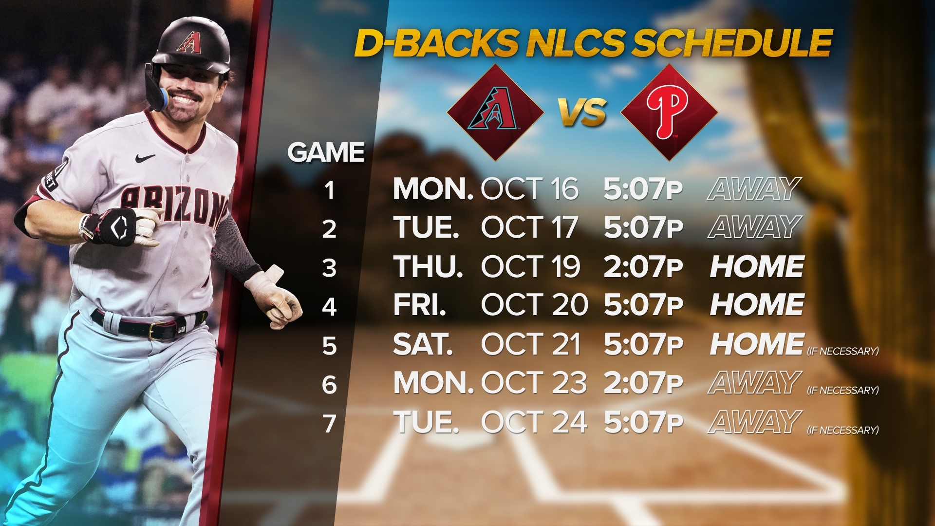 When is the Dbacks next game? MLB releases 2023 NLCS schedule