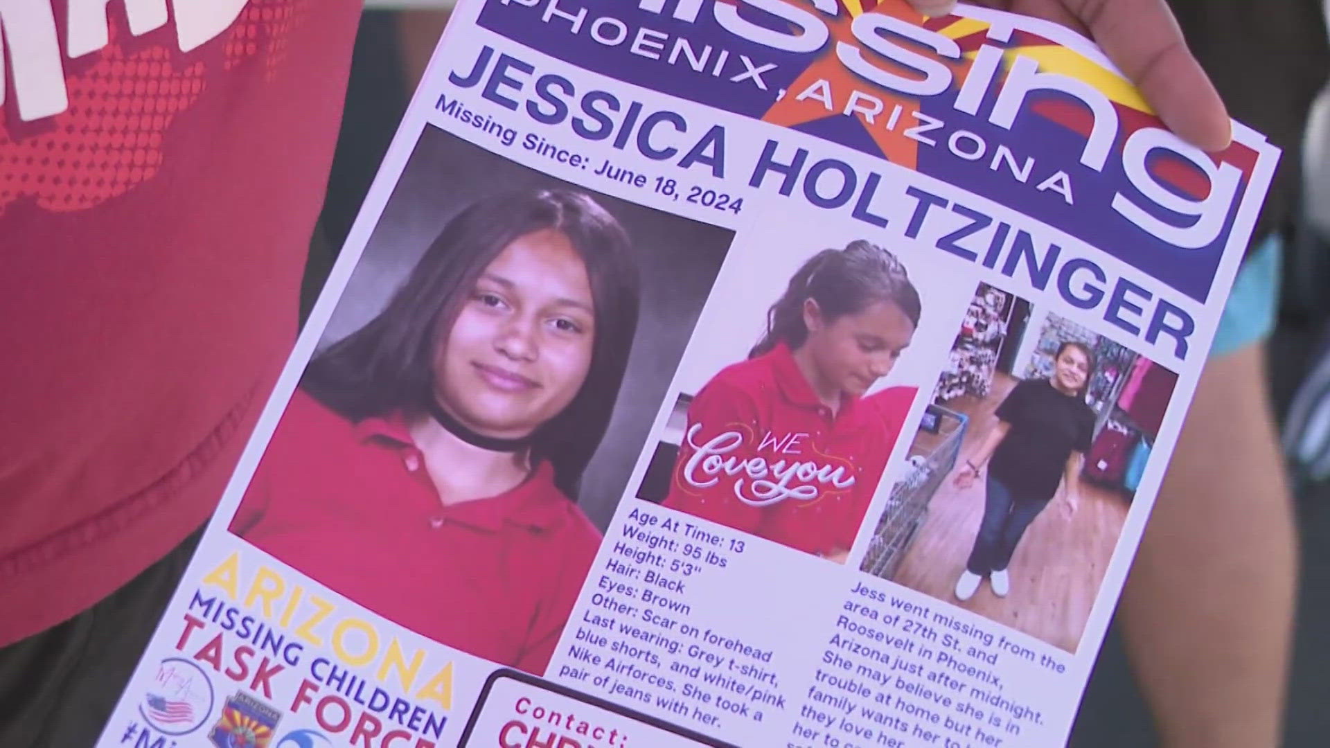 Jessica Holtzinger, 13, has been missing out of Phoenix for a month as her family continues to search for her.