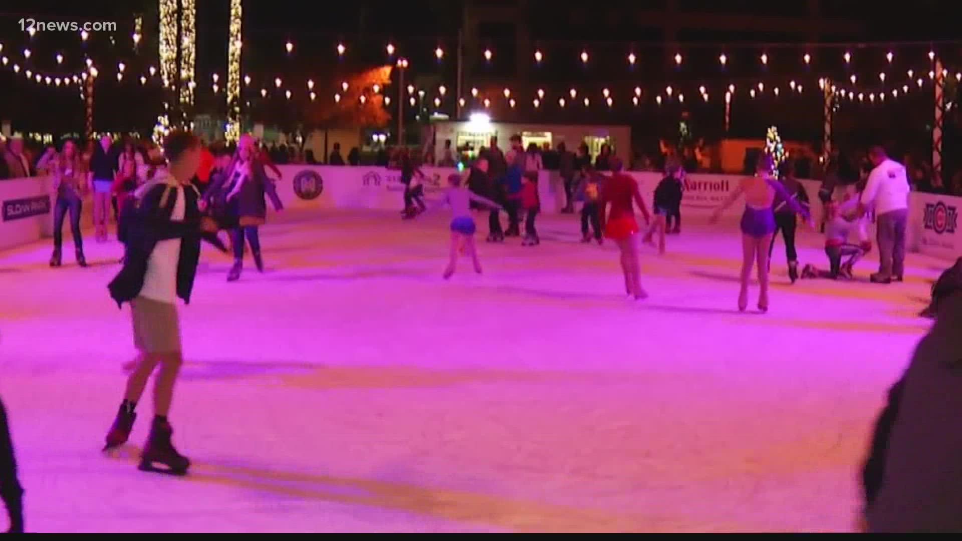 The holiday celebration is back in the Valley city with carolers, an ice skating rink and the city's iconic Chirstmas tree.