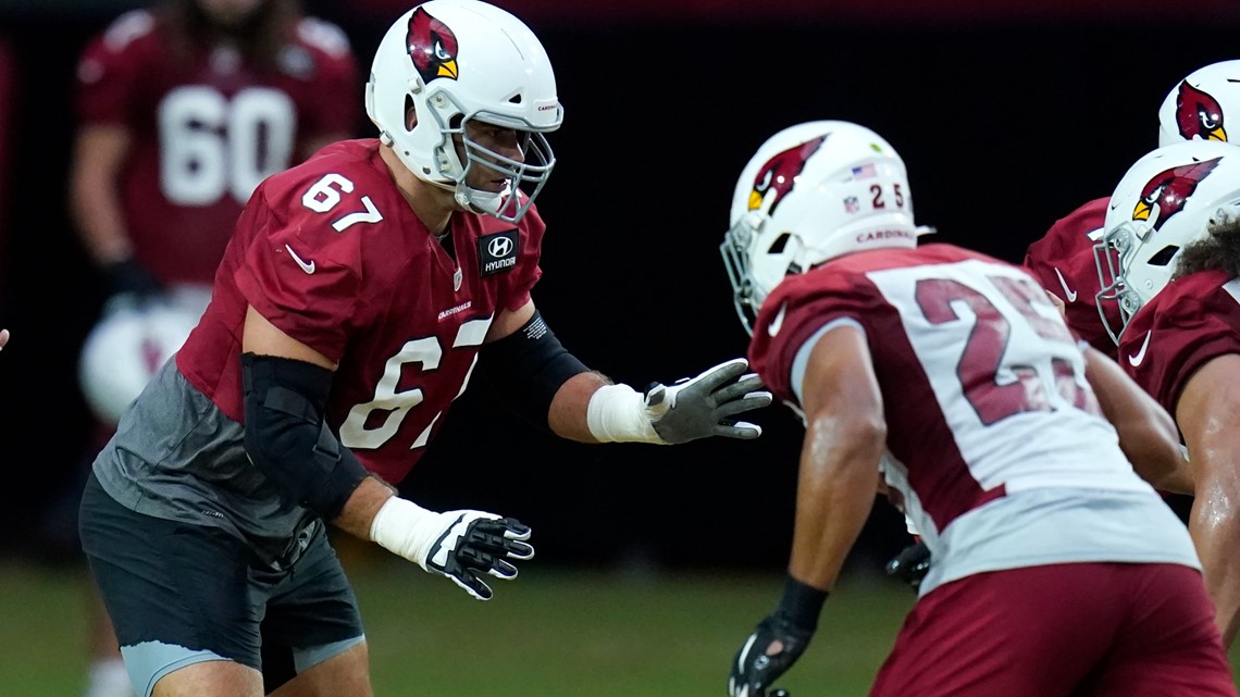 Arizona Cardinals offensive guard Justin Pugh (67) looks on during