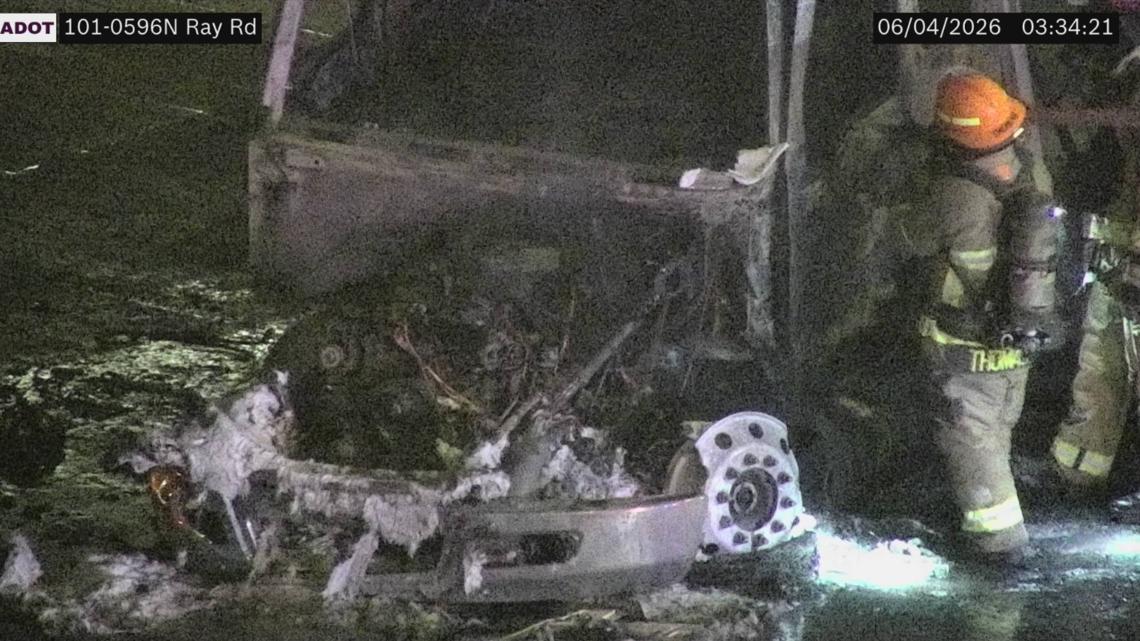 Vehicle fire causing traffic restrictions along Loop 101 in Chandler