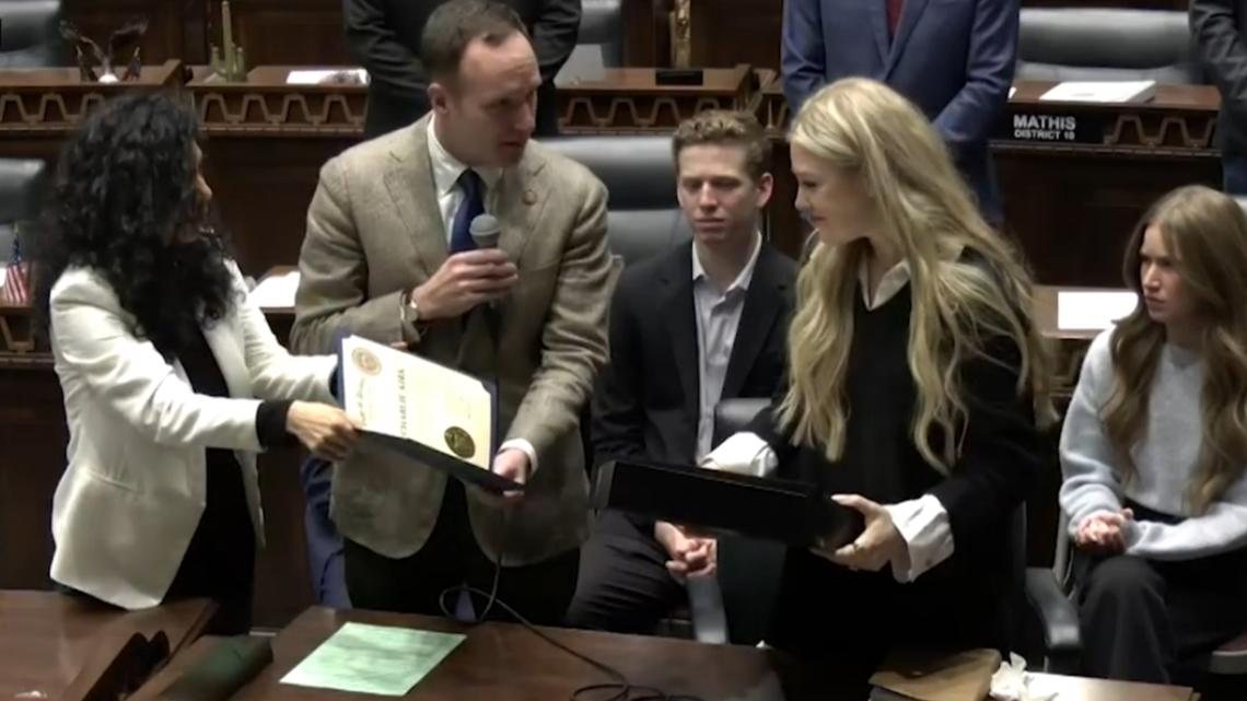 Erika Kirk presented with flag, proclamation by Arizona lawmakers