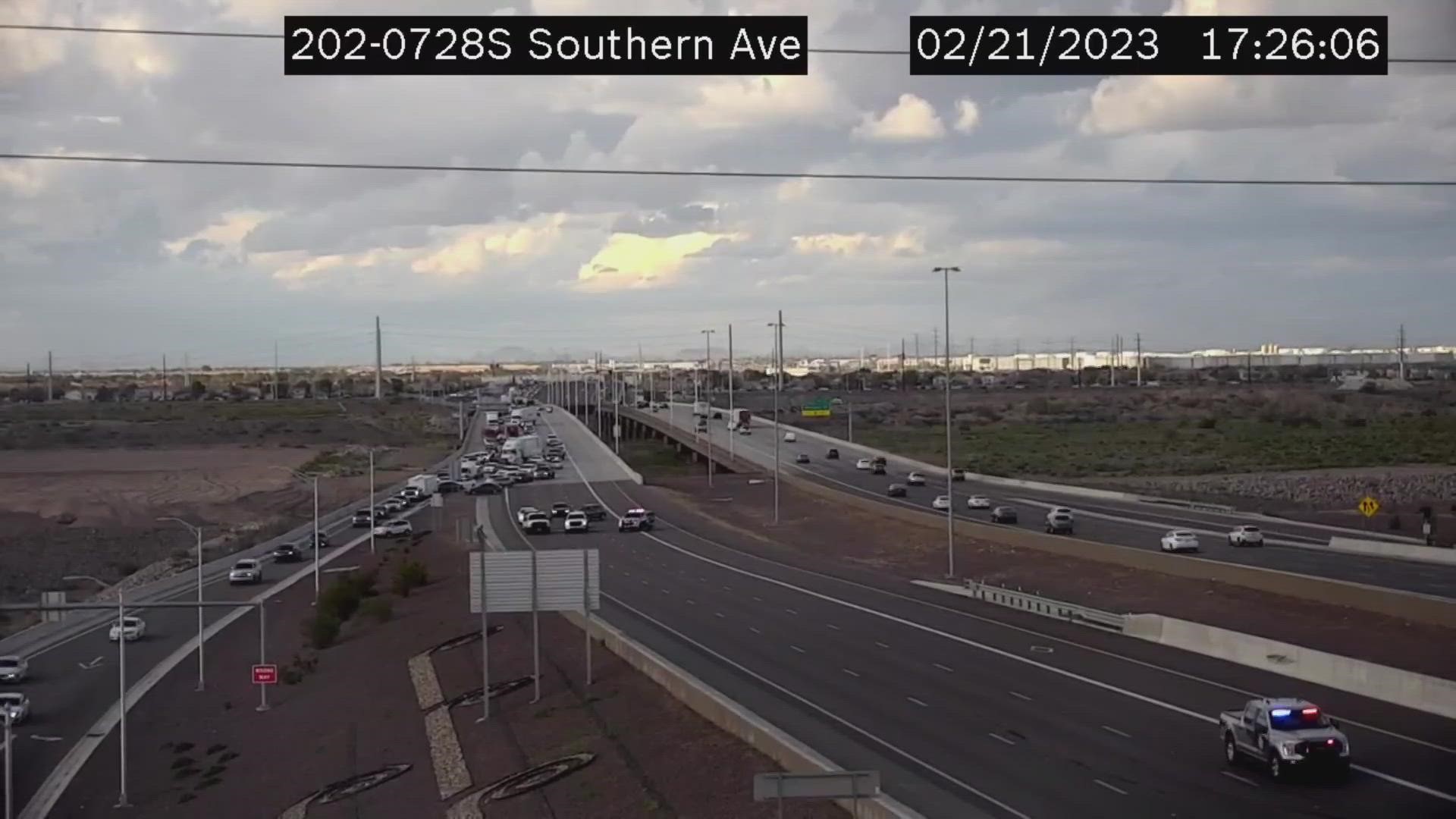 Authorities said a deadly crash involving one vehicle happened on Loop 202 near Southern Avenue.