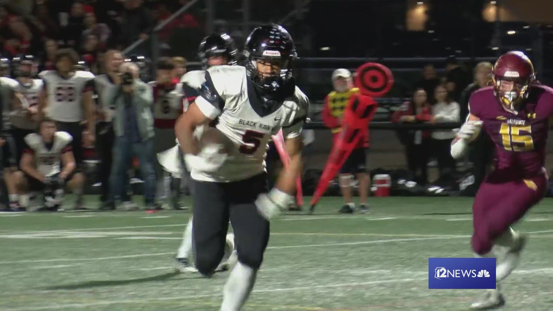 In the 6A high school football playoffs, #2 Salpointe Catholic advanced to the semifinals after beating #7 Williams Field, 35-25