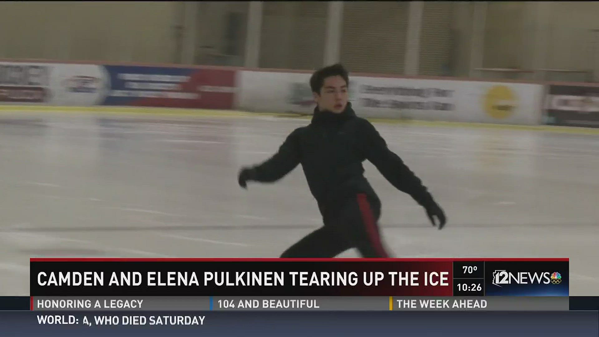 Camden and Elena Pulkinen tearing up the ice