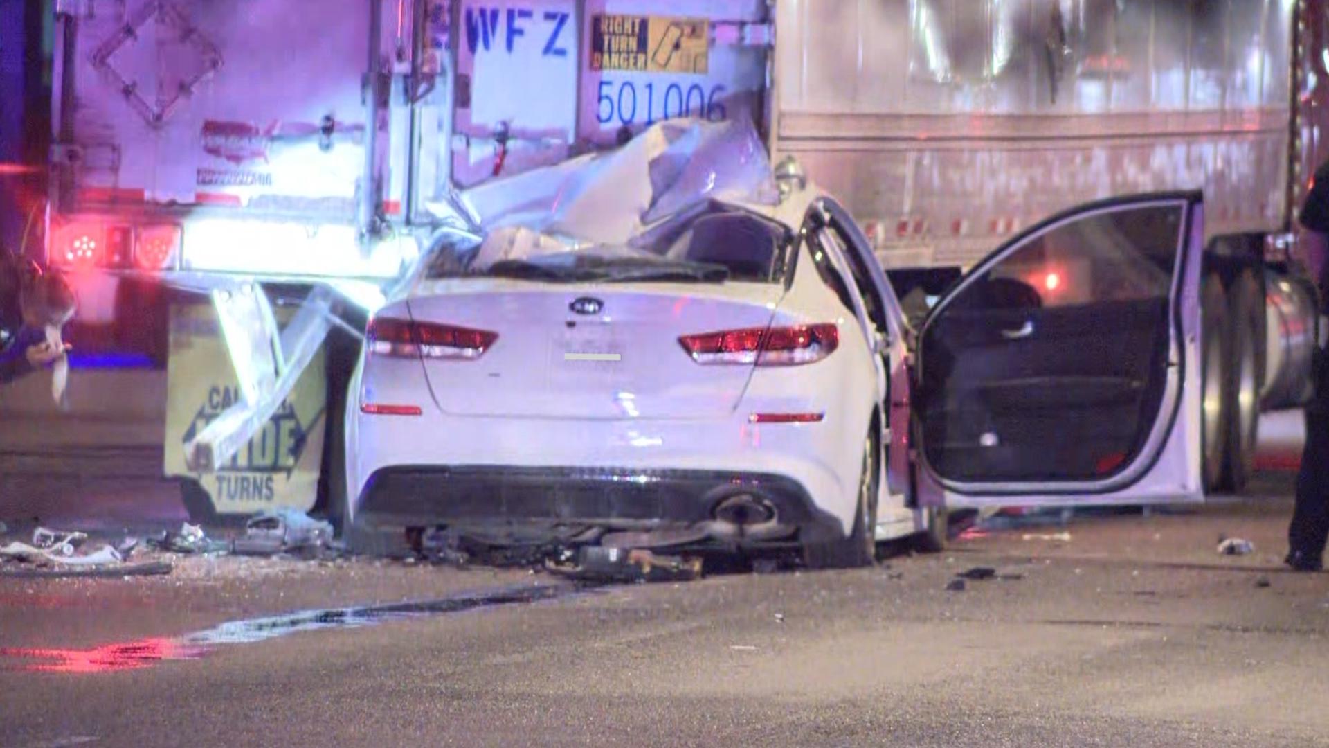 Driver killed after car crashes into rear of semi in Phoenix | 12news.com