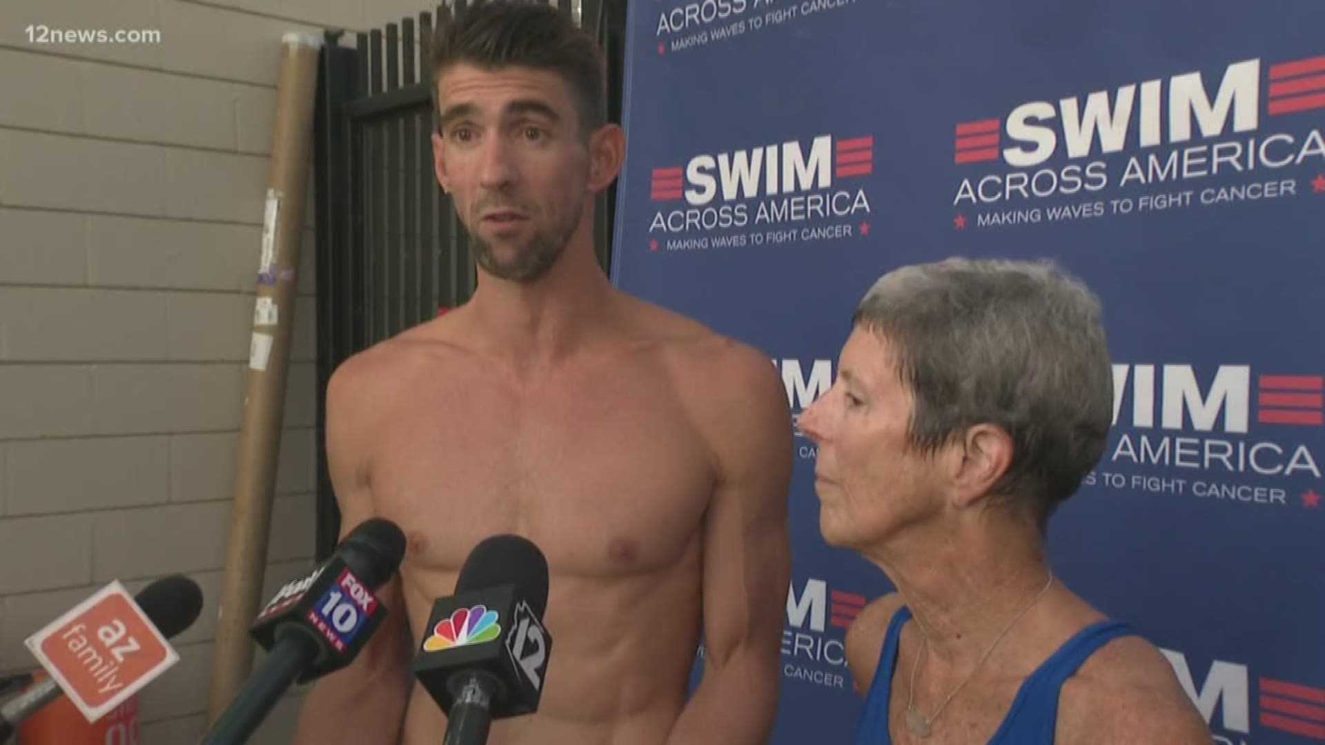 Michael Phelps was in Mesa helping kids learn how to swim as part of Swim Across America. Part of the effort was to raise money and awareness for cancer research.
