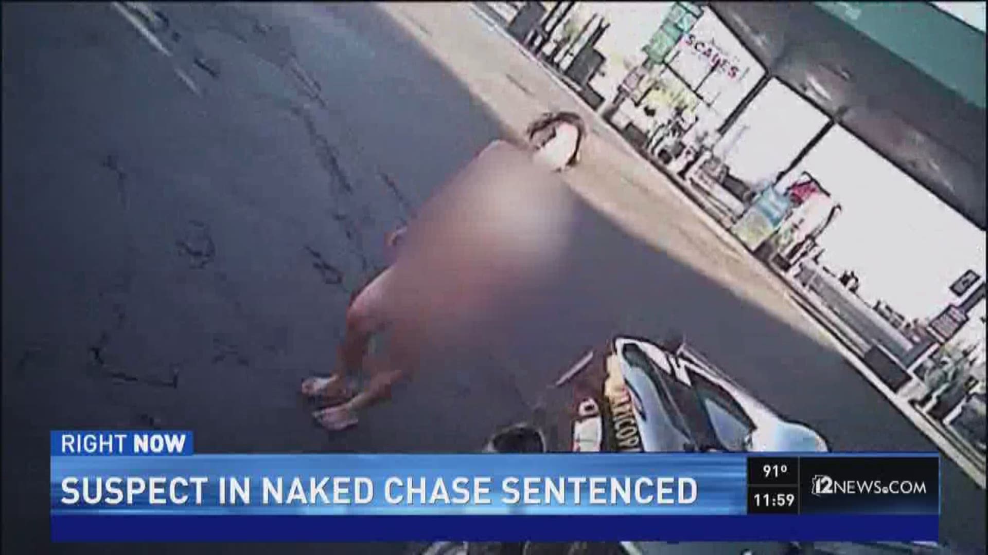 Suspect in naked chase sentenced