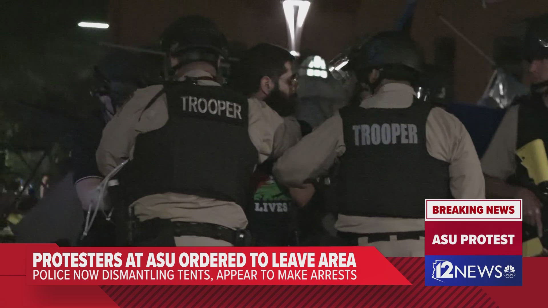 At about midnight on Saturday, police began to break-up a pro-Palestinian protest on ASU's Tempe campus and taking people into custody.