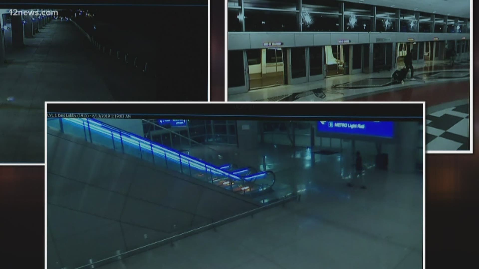 Three angles show brief clips of a security breach at Sky Harbor International Airport. The suspect was able to get on a plane and use the emergency slide.