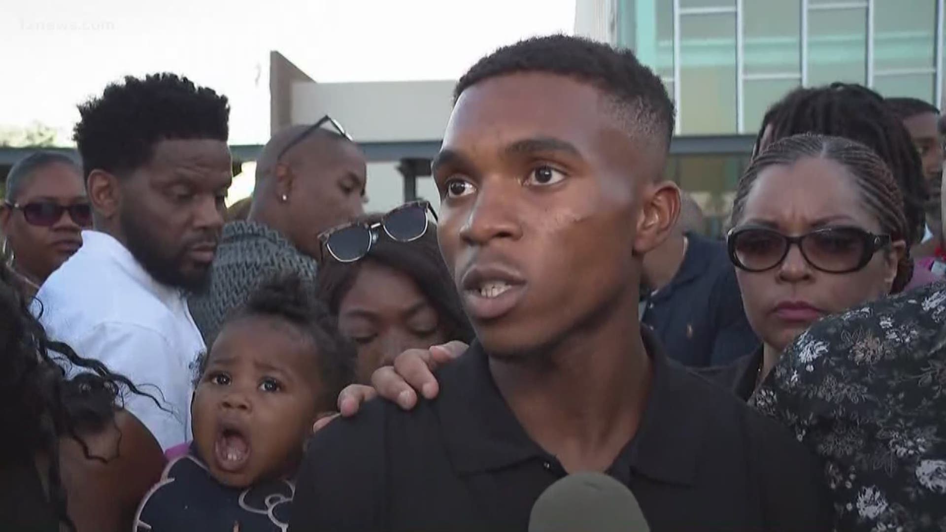 A father says he and his family are lucky to be alive after Phoenix police aimed guns and yelled obscenities at them in a videotaped encounter. Dravon Ames refuses to answer questions about the incident.